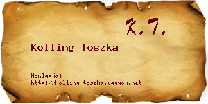 Kolling Toszka névjegykártya